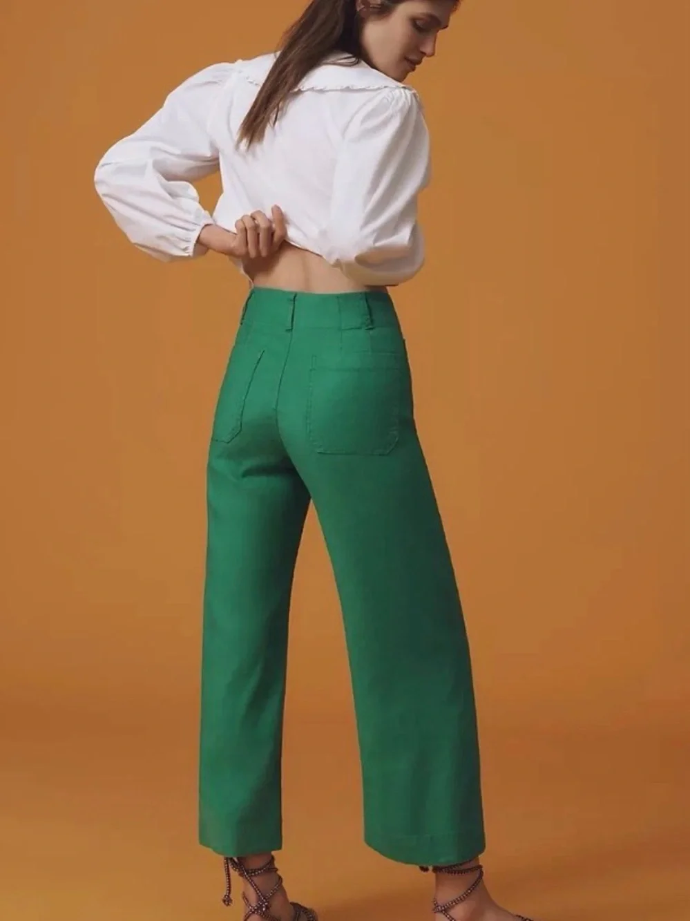 NWT Anthropologie Maeve Wide-Leg High-Rise Pants in Green